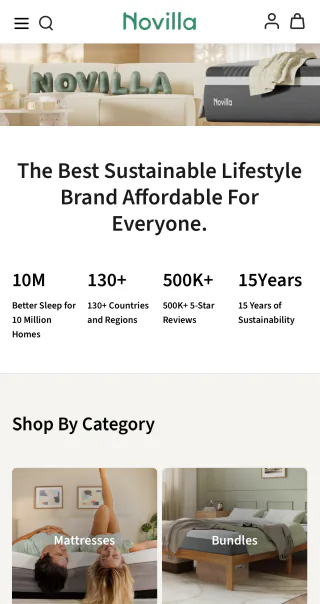 Novilla Shopify 官网移动端首页